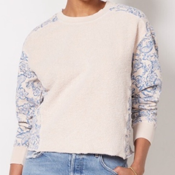 Sundry Cream and Blue Toile Sweatshirt - Picture 6 of 8